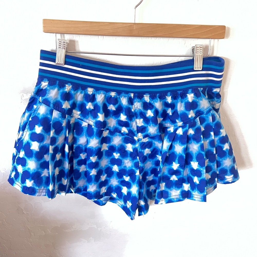 Blue Patterned Athletic Shorts